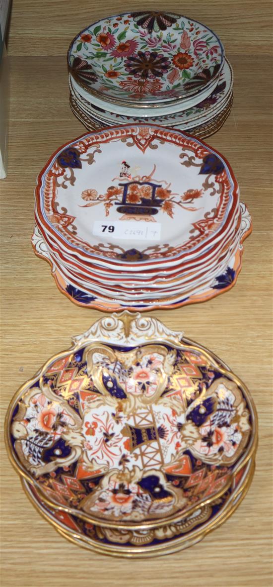 A collection of 19th century English porcelain plates and dishes